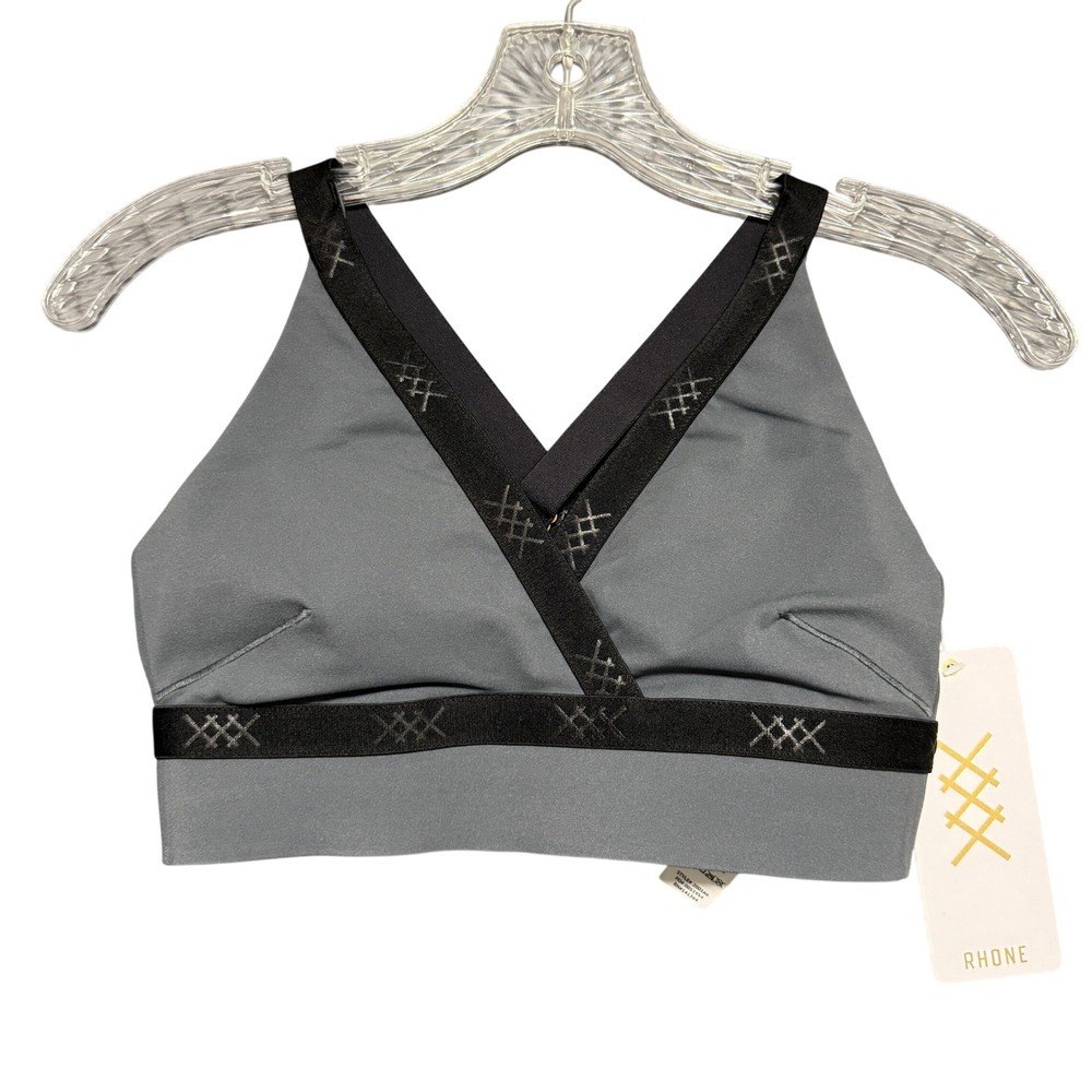 Rhone Banded Hi-Form Bra Womens XS Gray Slate Crossback Sporty Workout Yoga Gym